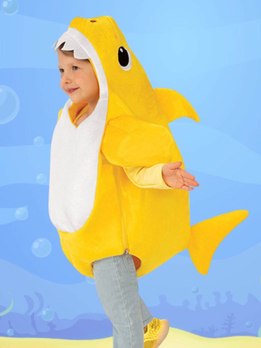 Pinkfong Rubie's Kids Yellow Baby Shark Halloween Costume Dress Up Size 12-24mon